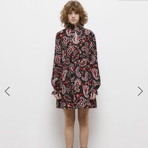 THE KOOPLES Western Red & Black Short Paisley Print Dress